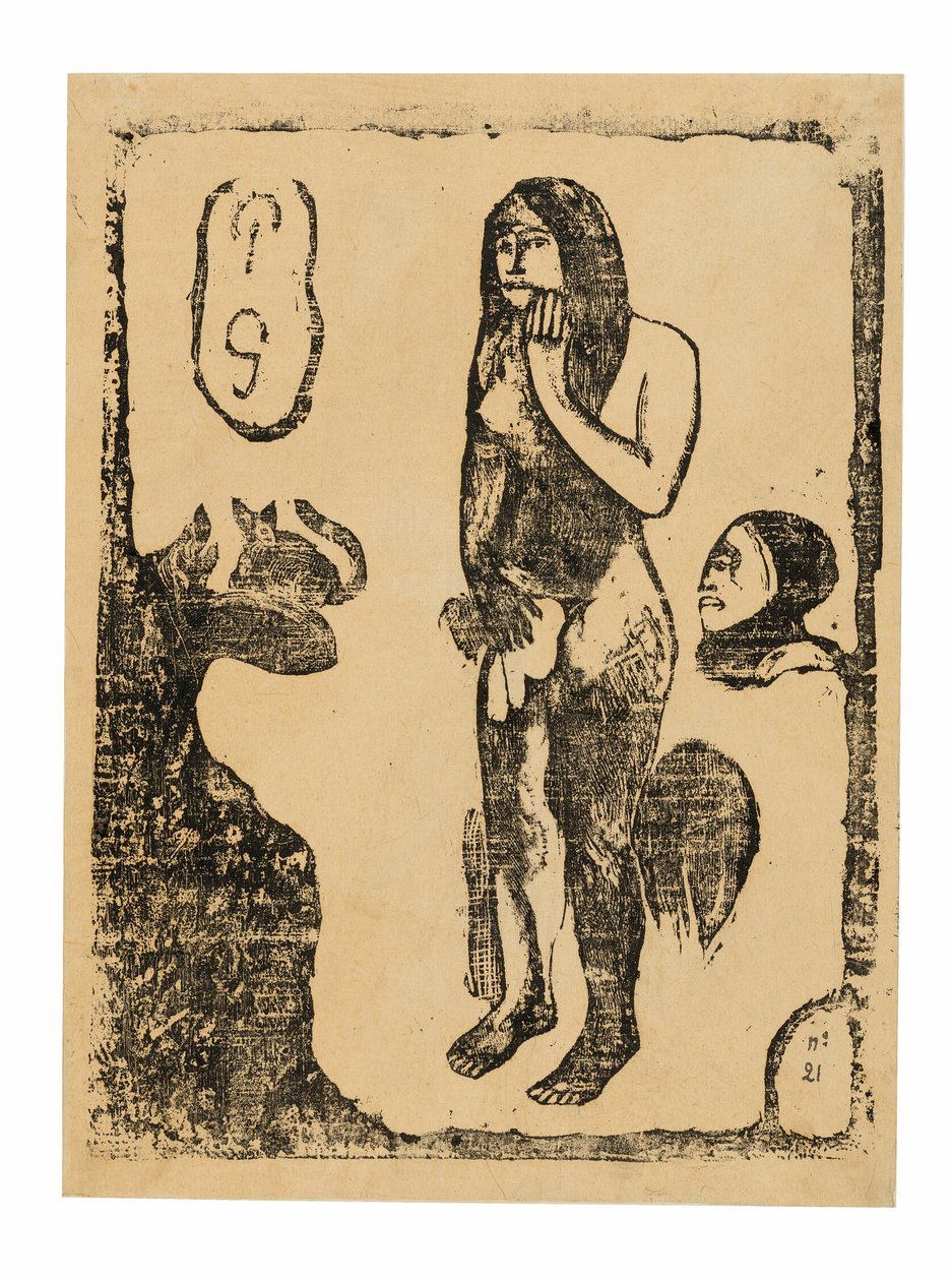 Eva, ze sady pozdních dřevotisků od Paul Gauguin