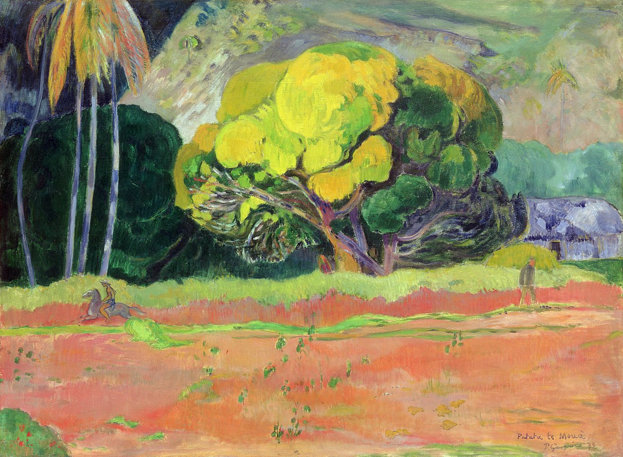 Fatata te Moua (Na úpatí hory) od Paul Gauguin