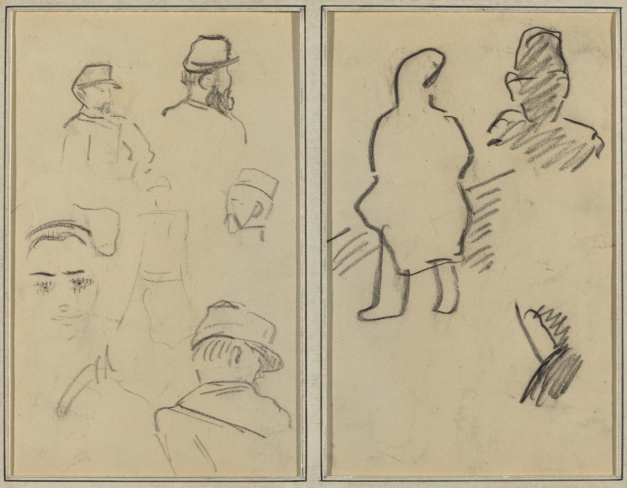 Pět studií vojáků a ženská tvář; Dvě figury [recto] od Paul Gauguin