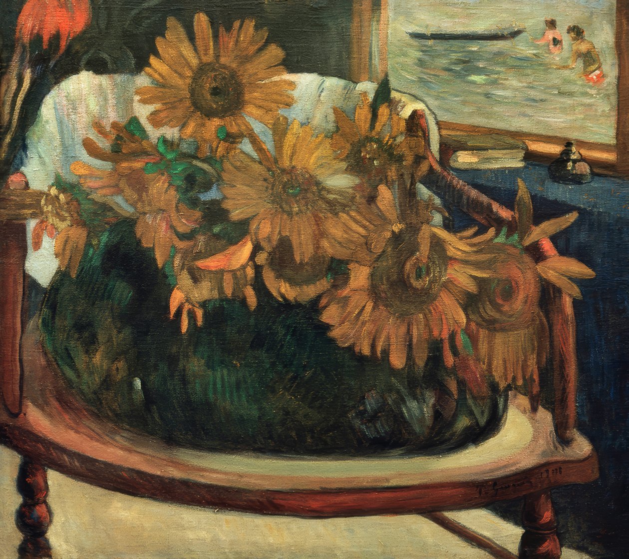 Květiny slunečnice v křesle I od Paul Gauguin