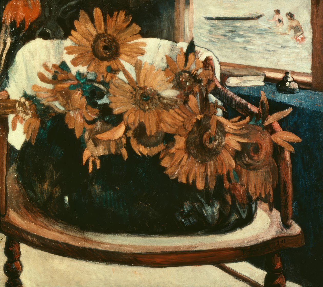 Květiny slunečnice v křesle I od Paul Gauguin