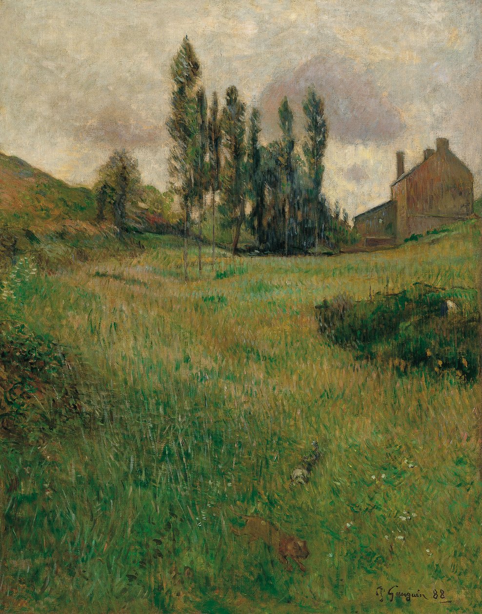 Francouzština:  Course de chiens dans la prairie Psi běhají po louce od Paul Gauguin