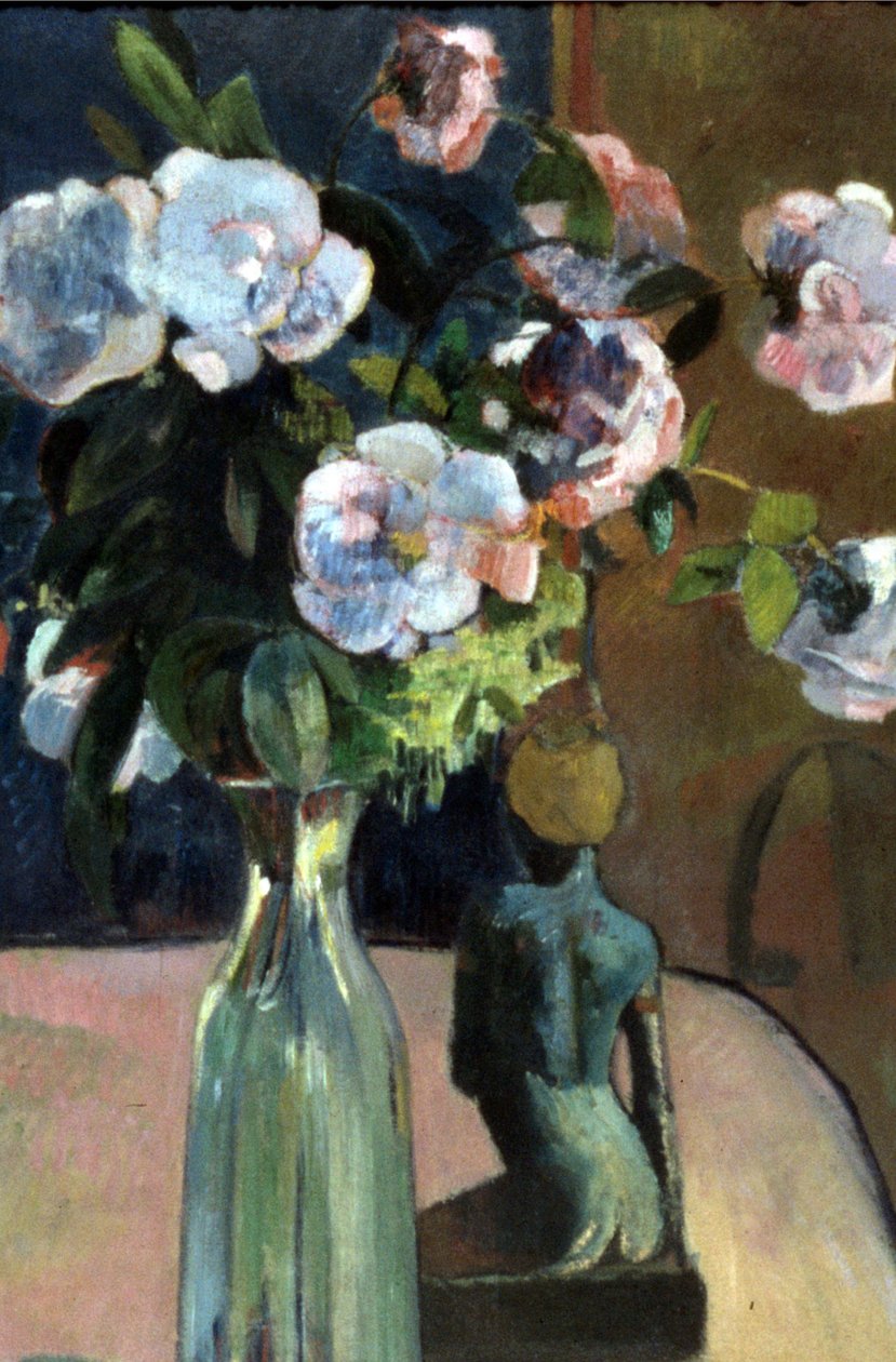 Francouzsky: Nature morte à la statuette, ou Roses et statuette Růže a soška od Paul Gauguin