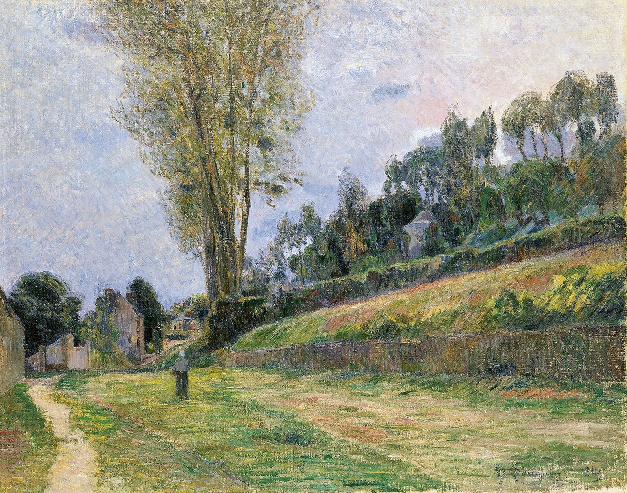 Francouzsky: Une Rue à Rouen, ou Personage sur la route Ulice v Rouenu od Paul Gauguin