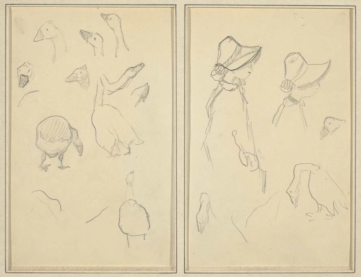 Husy; Girls in Bonnets, Husy [recto] od Paul Gauguin