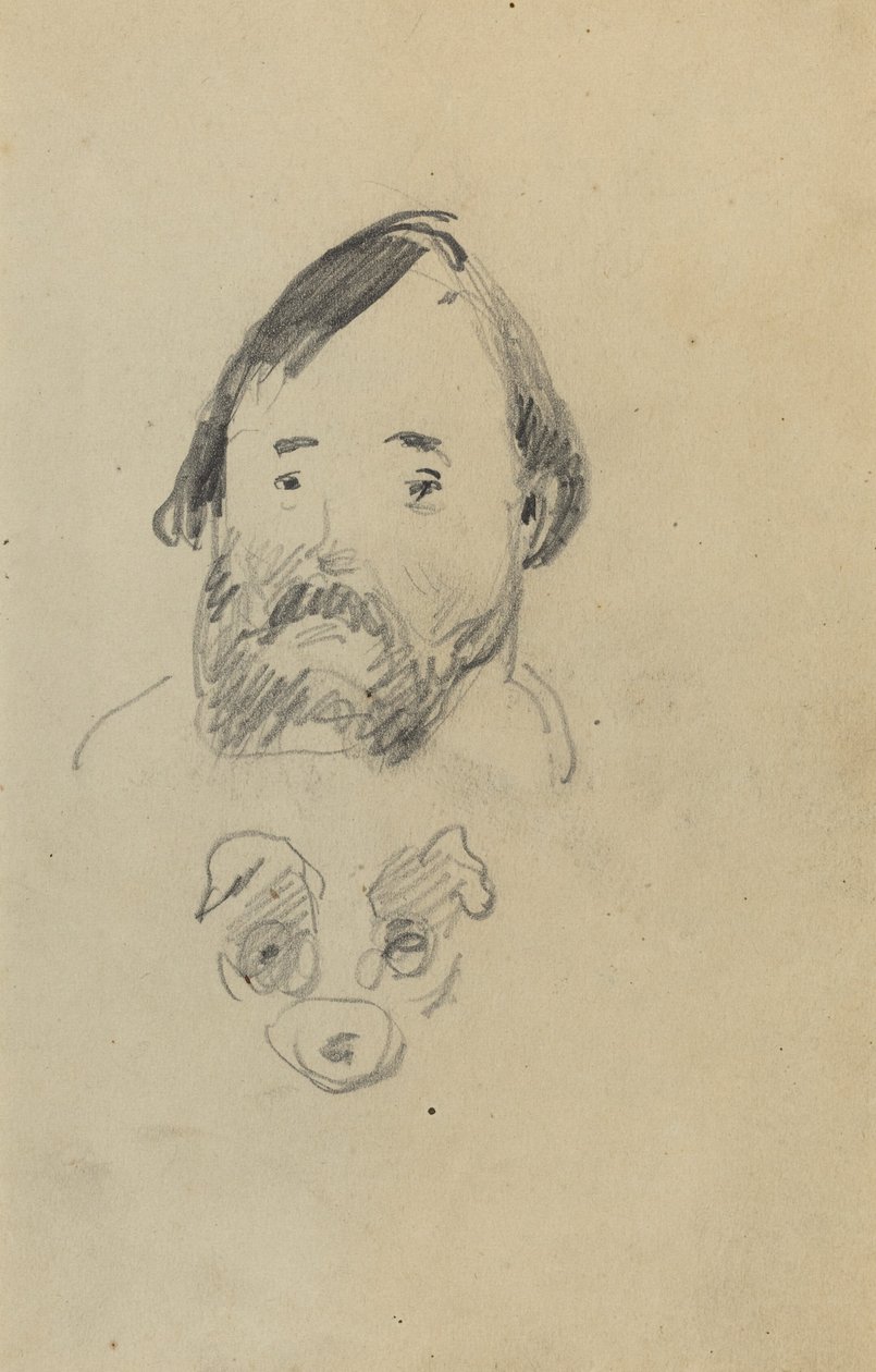 Hlava vousatého muže s hlavou psa [recto] od Paul Gauguin