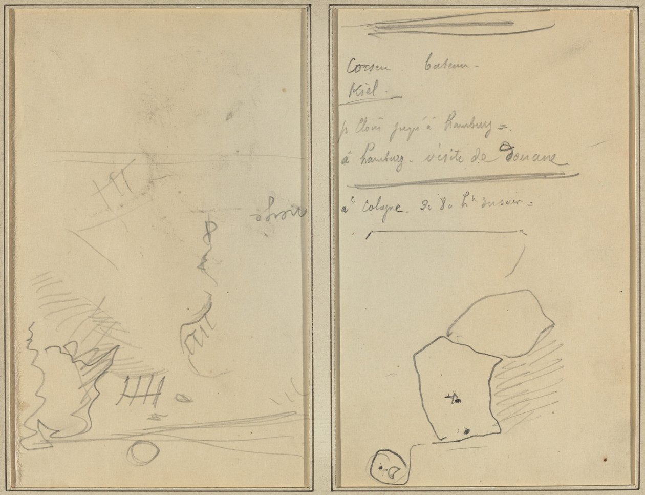 Hlava opice; Inventář lahví a nápojů [verso] od Paul Gauguin