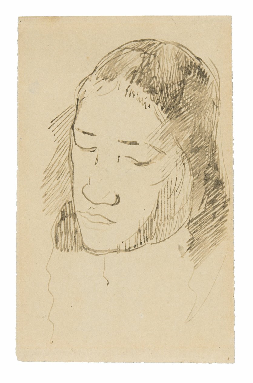 Hlava tahitské ženy (recto), náčrtky anatomických detailů (verze) od Paul Gauguin