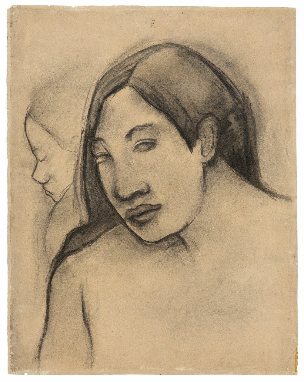 Hlavy tahitských žen, pohledy zepředu a z profilu od Paul Gauguin