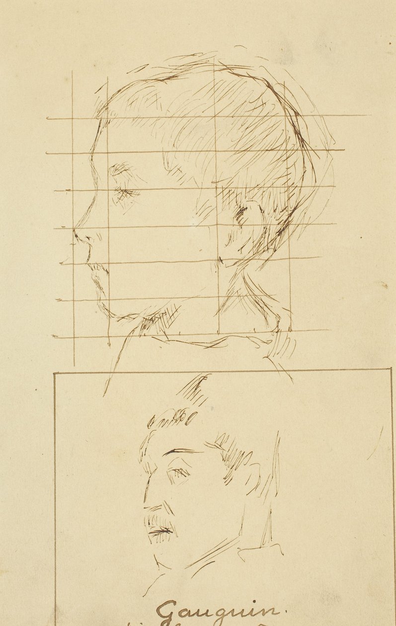 Hlavy chlapce a muže (Autoportrét?) [verso] od Paul Gauguin