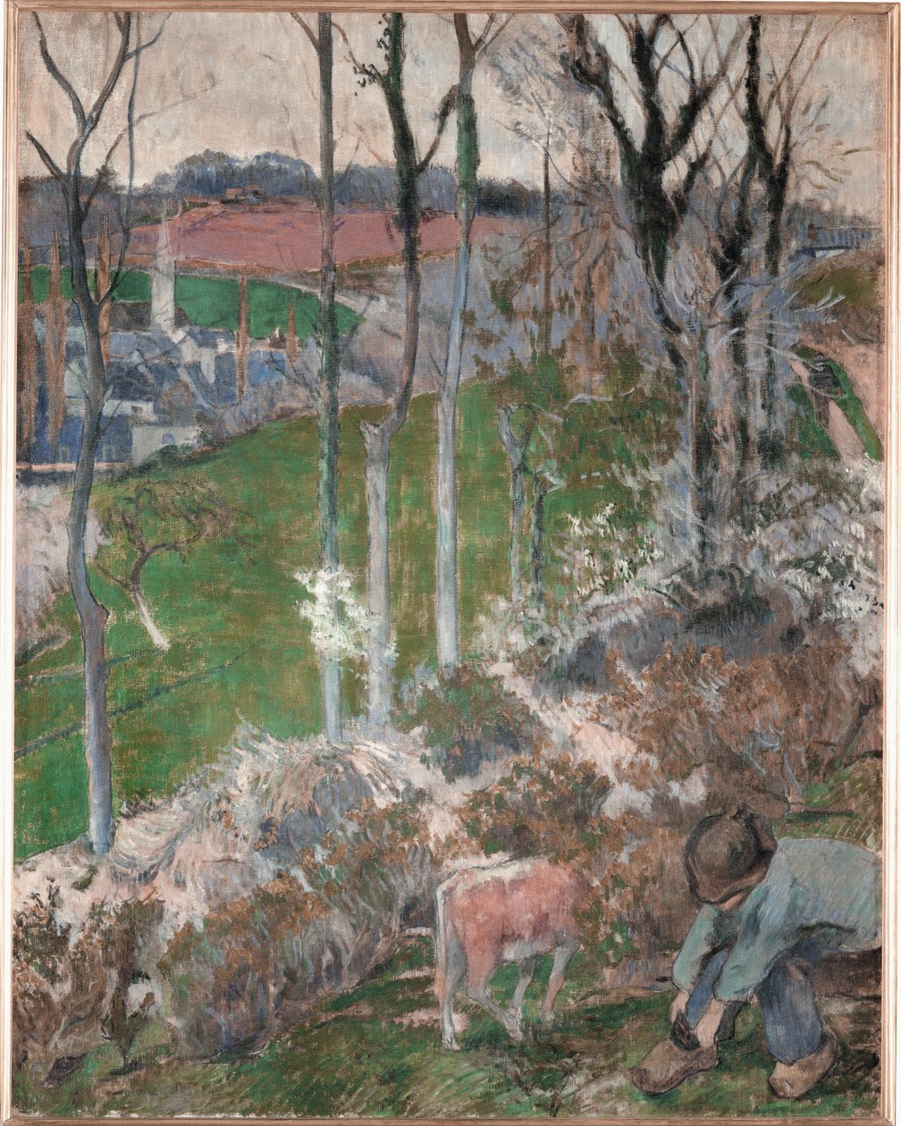 Zima. Petit Breton arraant son sabot (olej na plátně) od Paul Gauguin