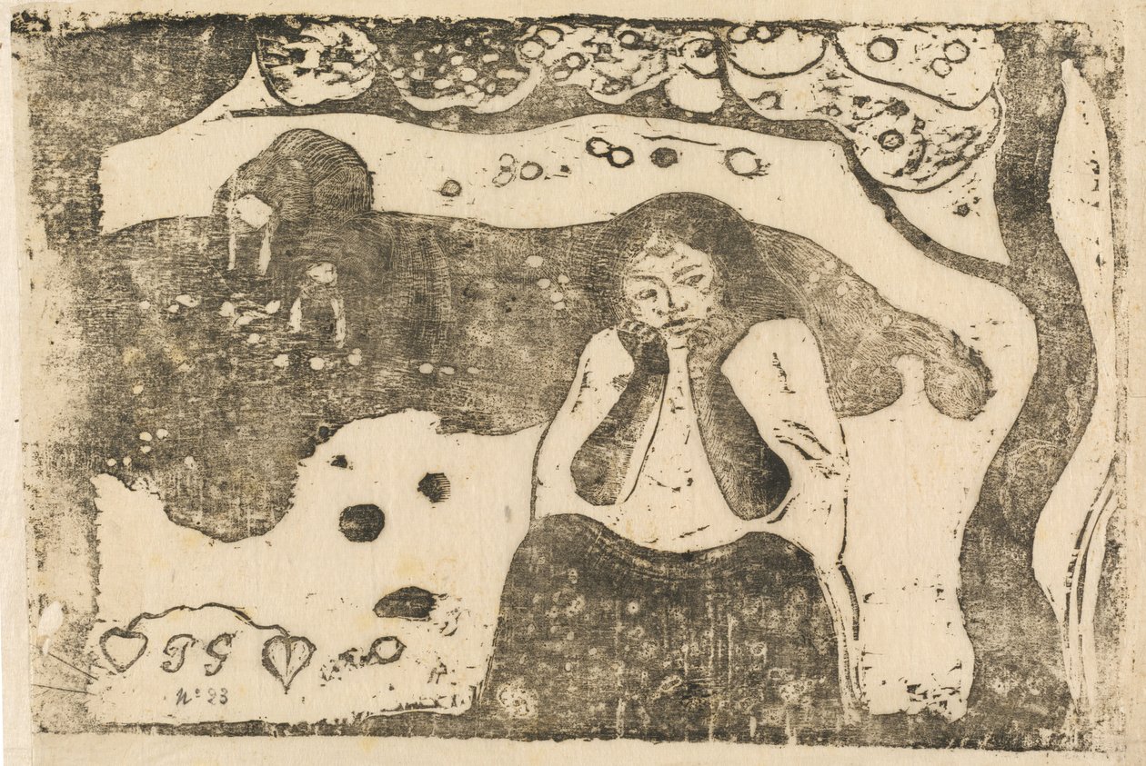 Human Sorrow Miseres humaines, v roce 1895 nebo později. od Paul Gauguin