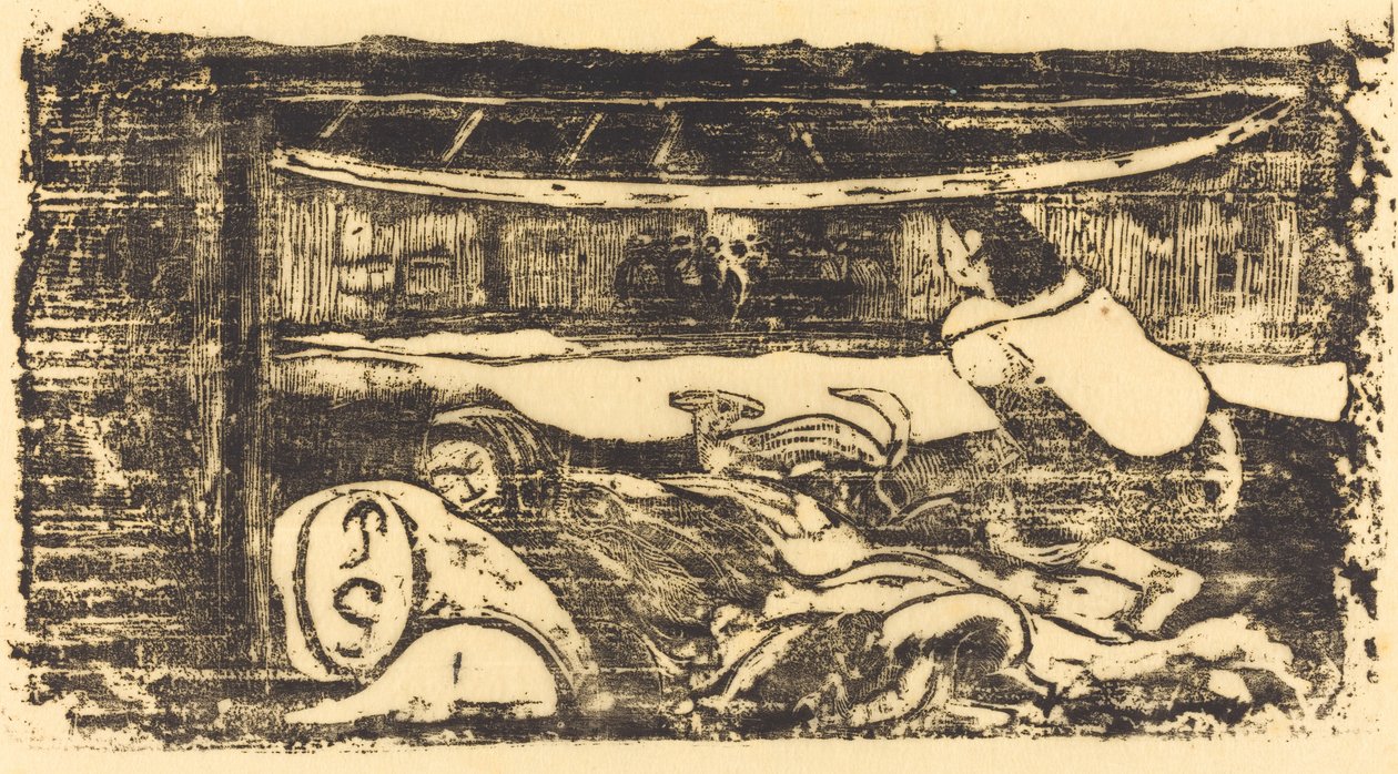 Interiér chaty Interieur de case, v roce 1895 nebo později. od Paul Gauguin