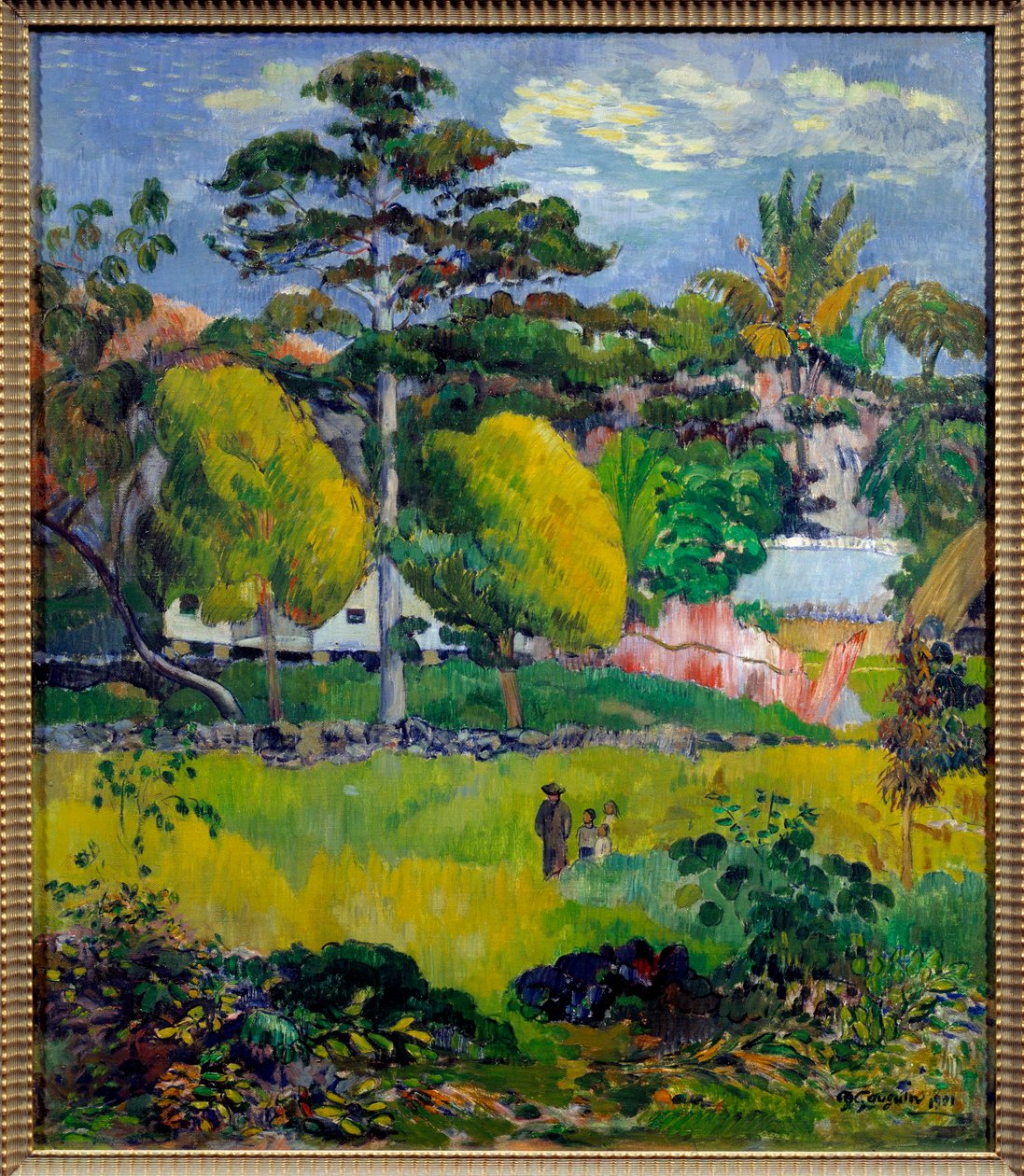Krajina může být Tahiti. Obraz Paula Gauguina (1848-1903) 1901 Sun. 0,76x0,65 m Paříž, Musee de l