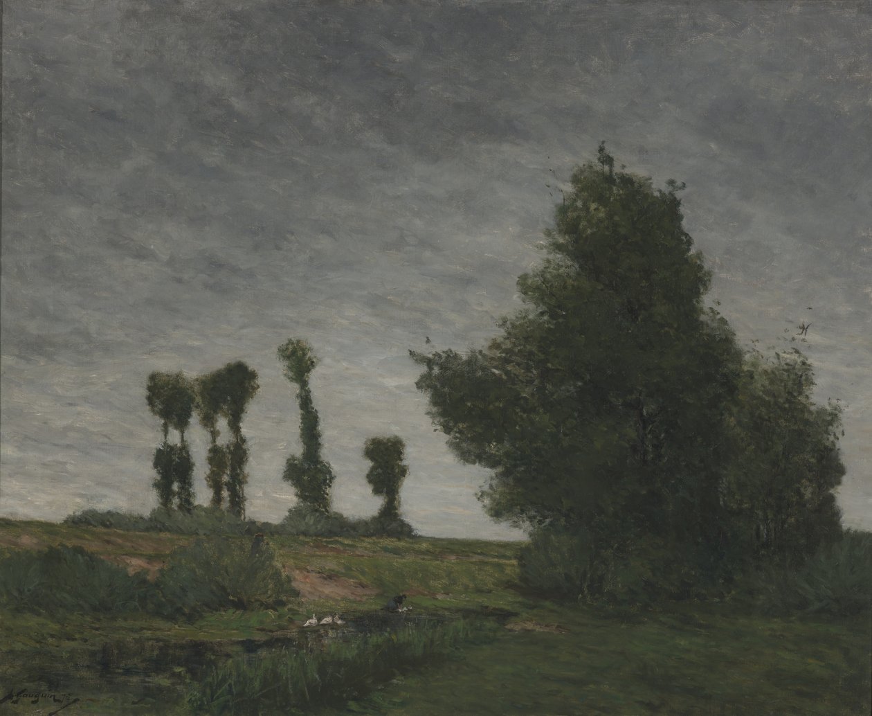 Krajina s topoly (olej na plátně) od Paul Gauguin