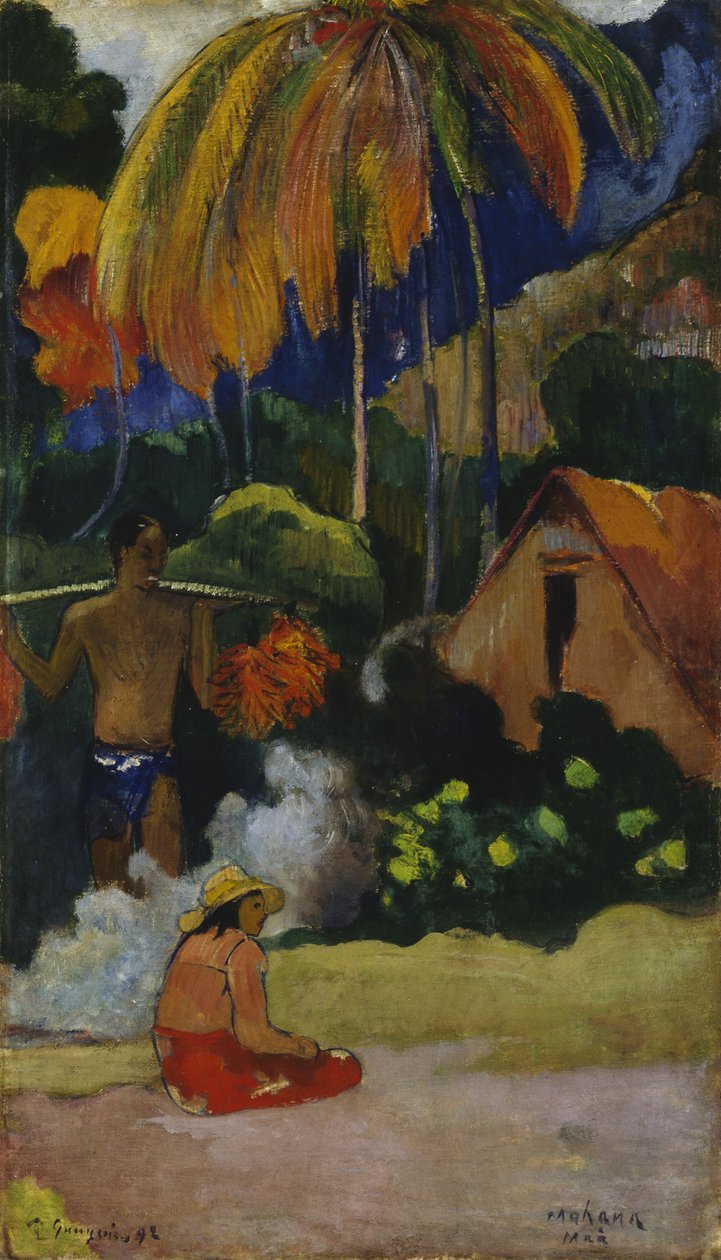 Krajina na Tahiti (Mahana Maà) od Paul Gauguin