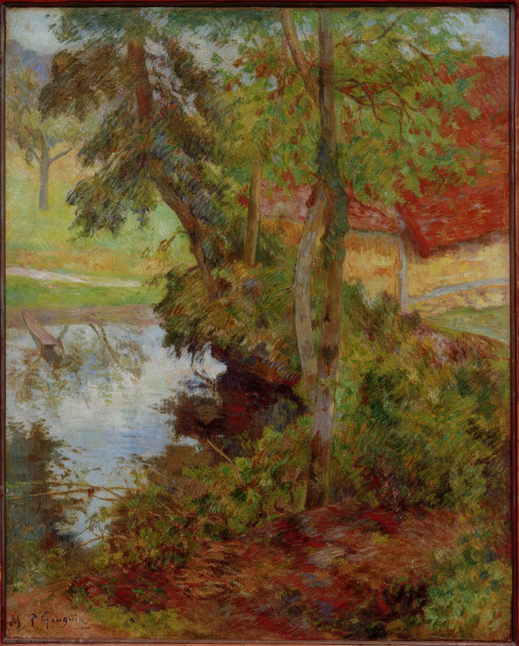 Krajina s červenou střechou od Paul Gauguin