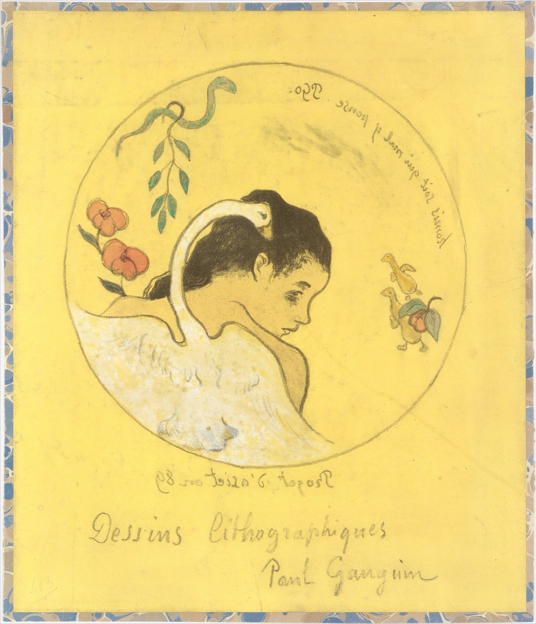 Leda Design pro talíř: Hanba těm, kteří si myslí zlo, Honi Soit Qui Mal y Pense..., 1889. od Paul Gauguin