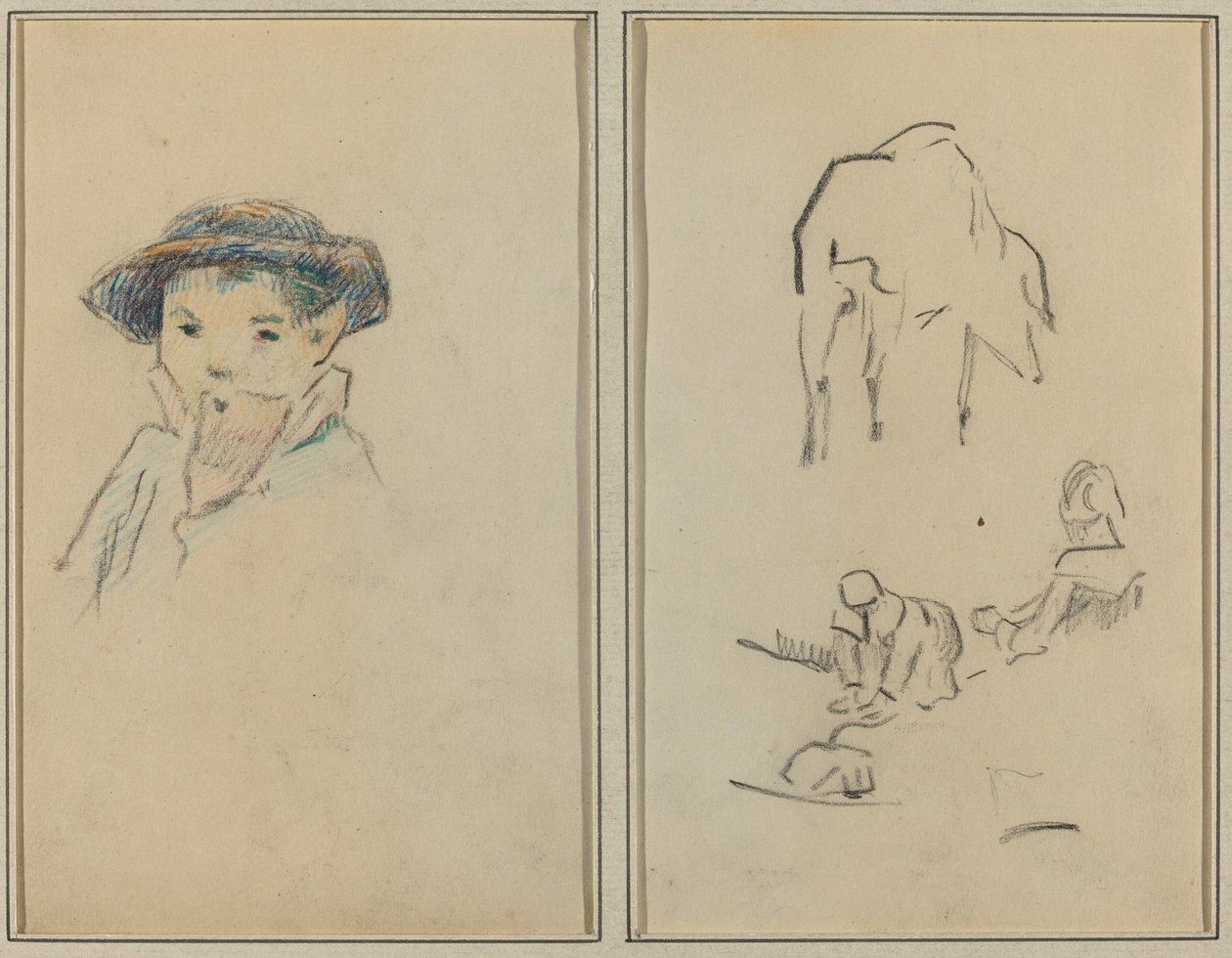 Malý bretonský chlapec; Prase a pračka [recto] od Paul Gauguin