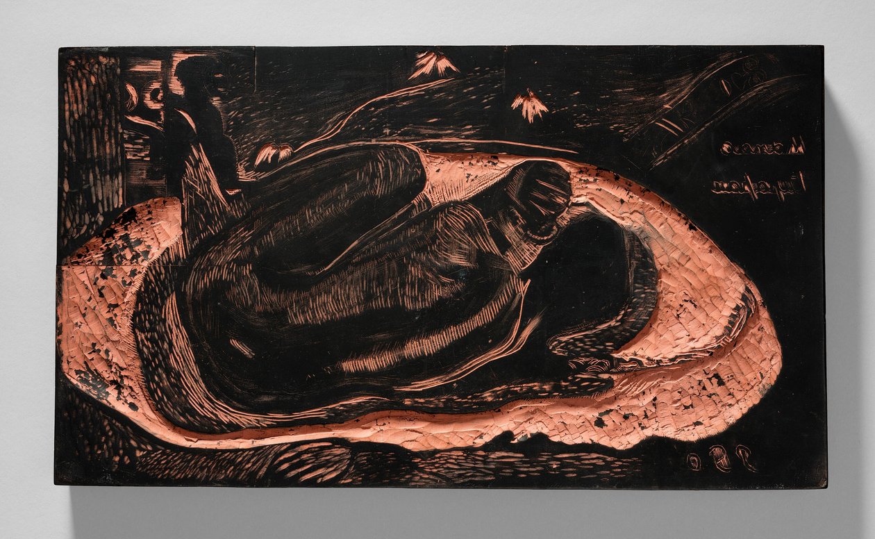 Manao tupapau (Ona myslí na ducha nebo Duch myslí na ni), ze suity Noa Noa od Paul Gauguin