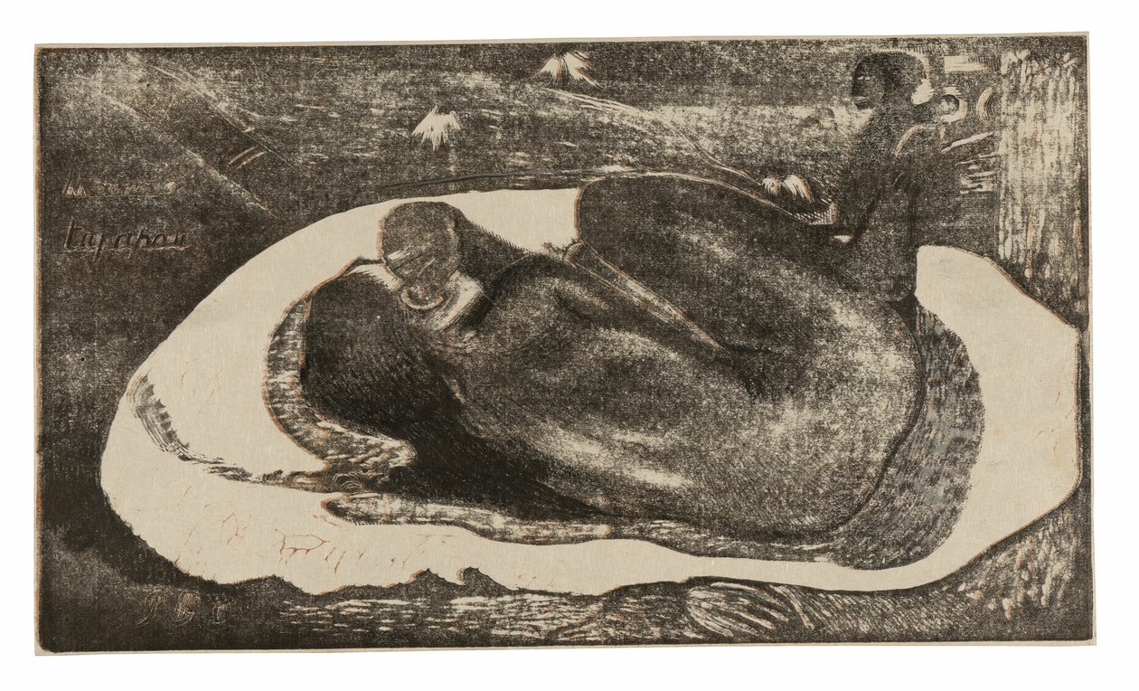 Manao tupapau (Ona myslí na ducha nebo Duch myslí na ni), ze suity Noa Noa od Paul Gauguin