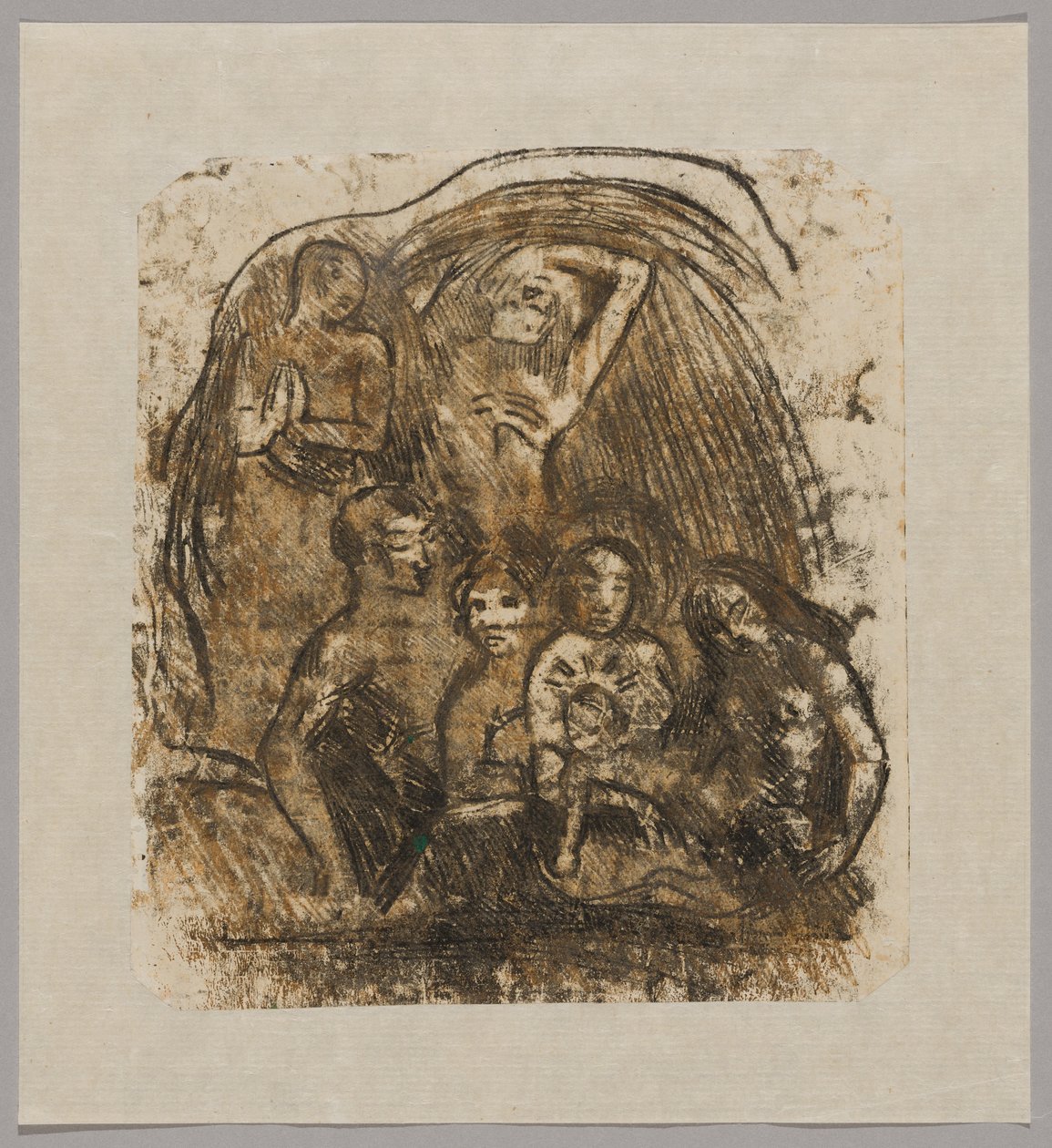 Betlém (Matka s dítětem obklopené pěti postavami) od Paul Gauguin