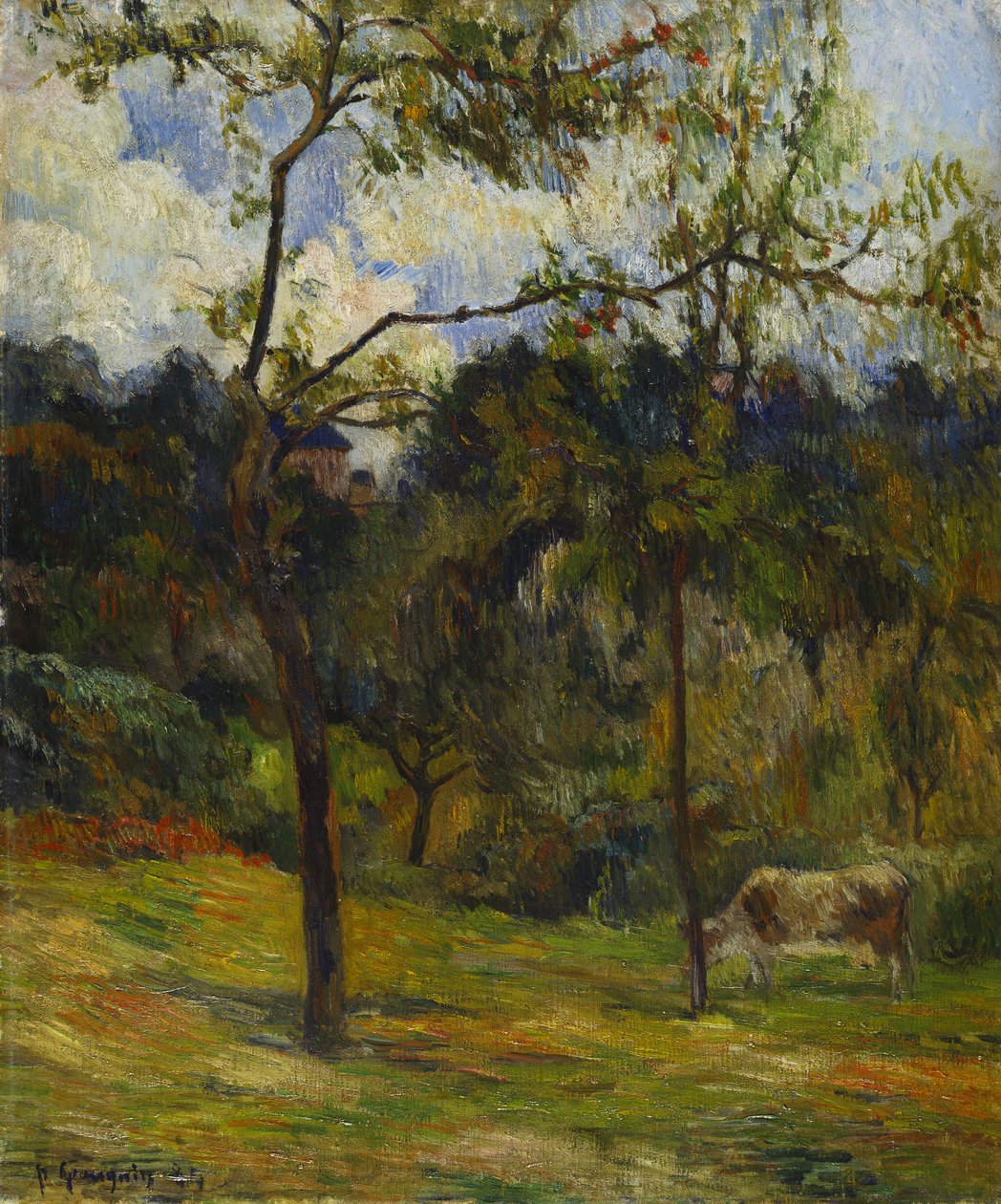 Krajina Normandie: Kráva na louce, 1884 od Paul Gauguin