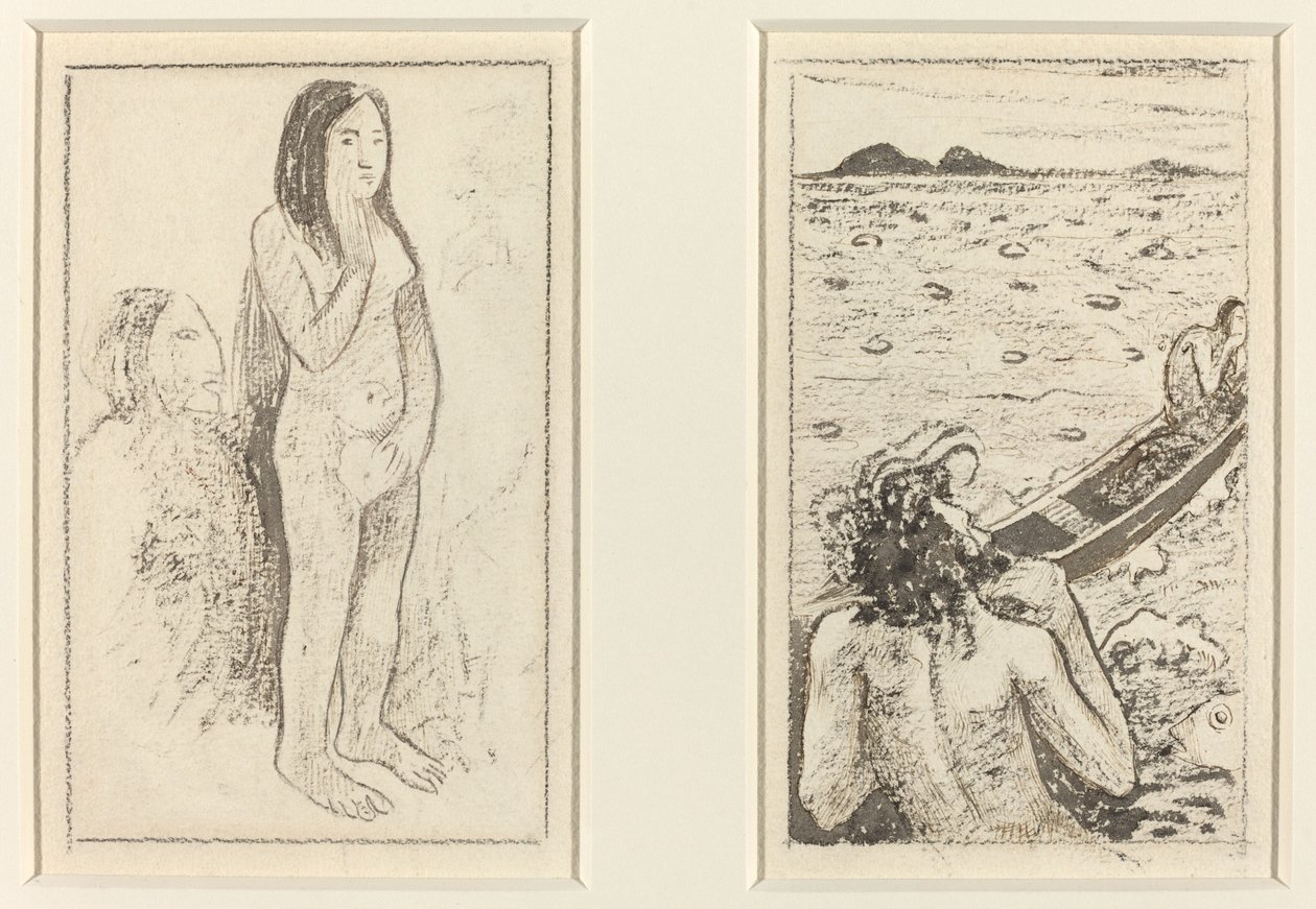 Parau No Te Varau Ino (vlevo); Tahitská legenda (vpravo) od Paul Gauguin