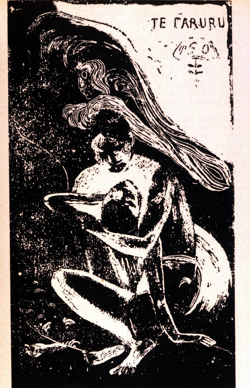 Paul Gauguin „“Te Faruru“““ (milují se). Xylografie tahitského období od Paula Gauguina (1848 - 1903). 1891 - 1897. od Paul Gauguin