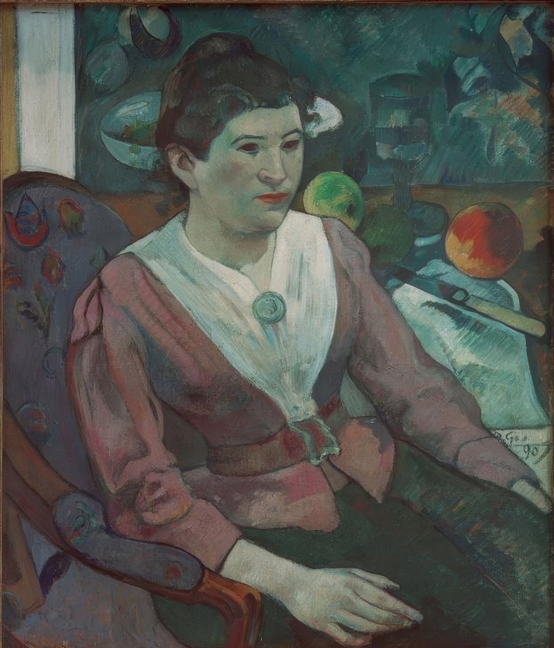 Portrét ženy v zátiší od Cézanna - Marie Derr od Paul Gauguin