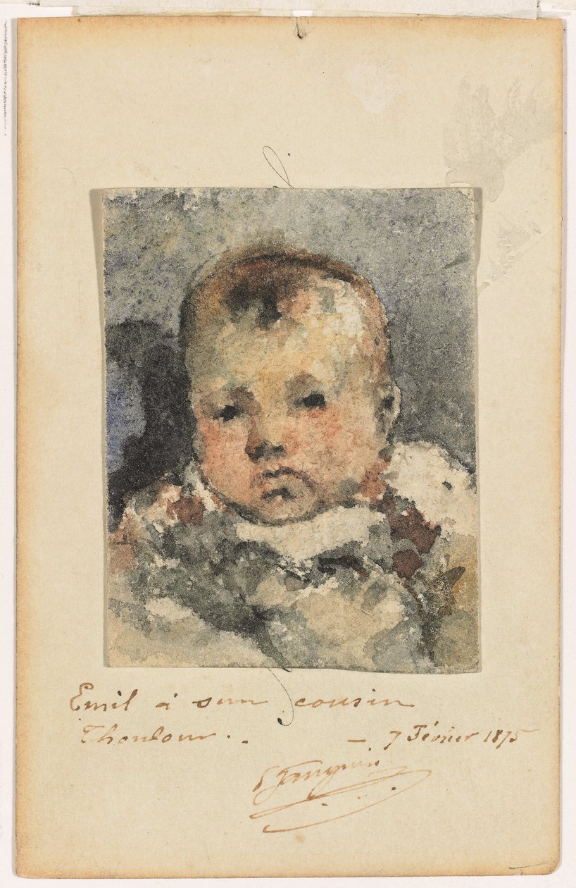 Portrét dítěte, 7. února 1875 (akvarel na papíře položený na originální vizitce) od Paul Gauguin