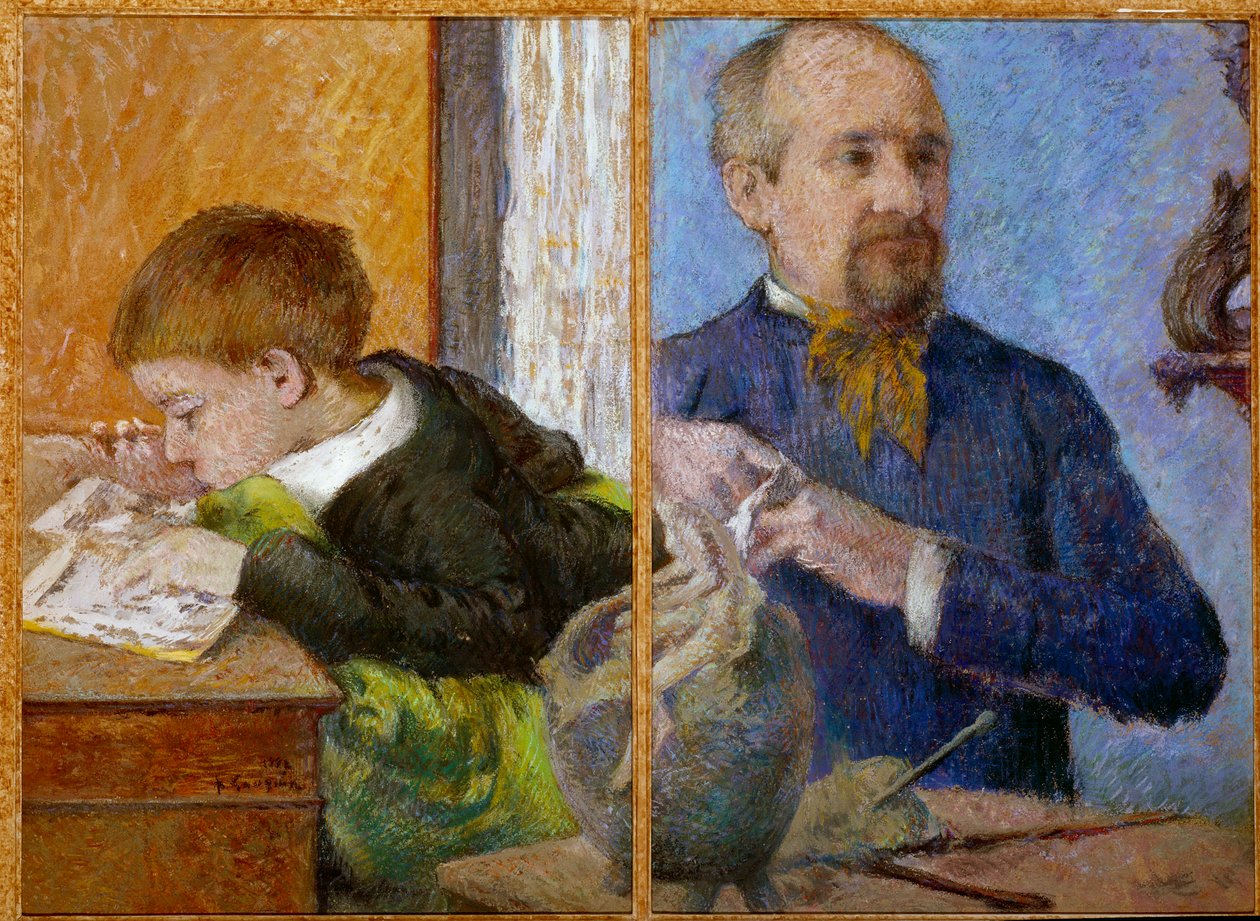 Portrét sochaře Jeana Paula Aubého (1837 - 1907) a jeho syna Emila. Obraz Paula Gauguina (1848 - 1903) od Paul Gauguin
