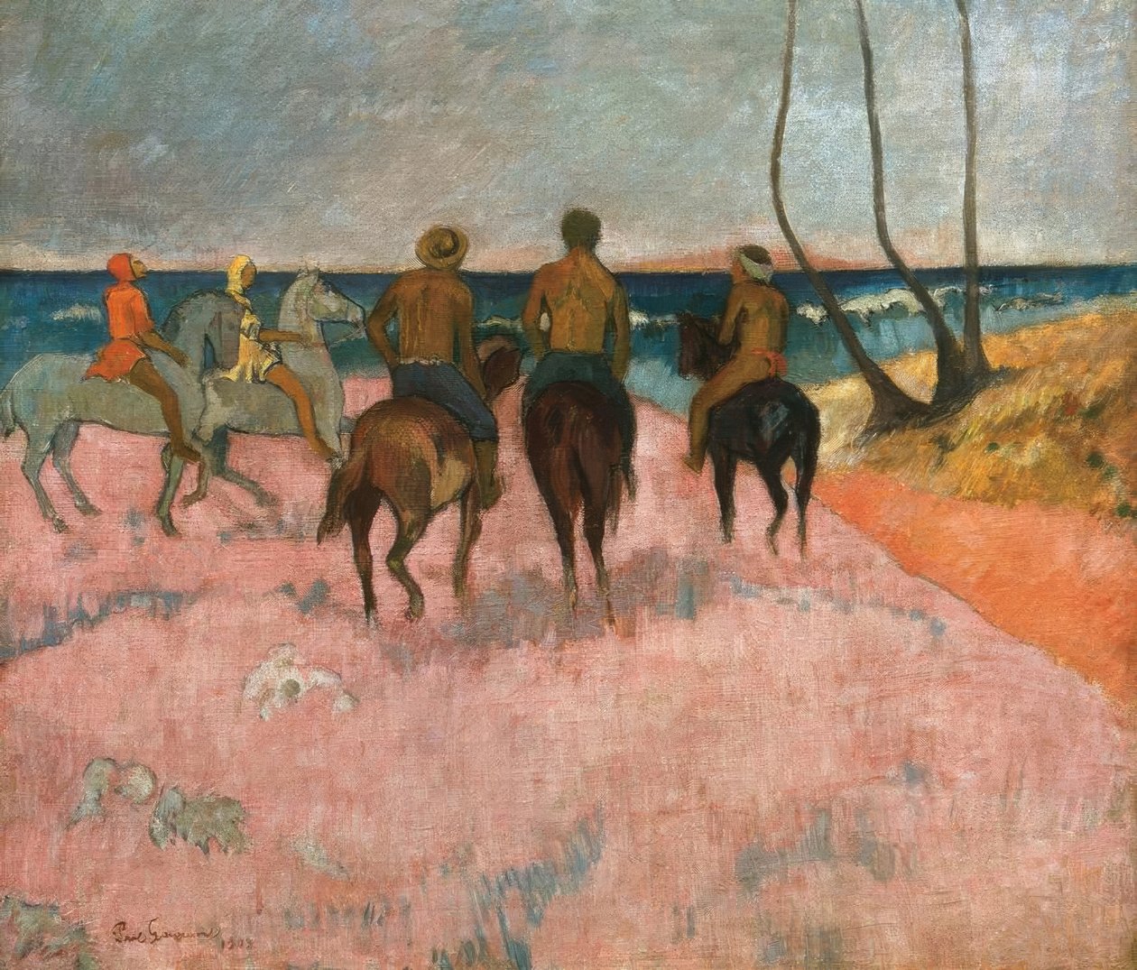 Jezdec na koni na pláži od Paul Gauguin