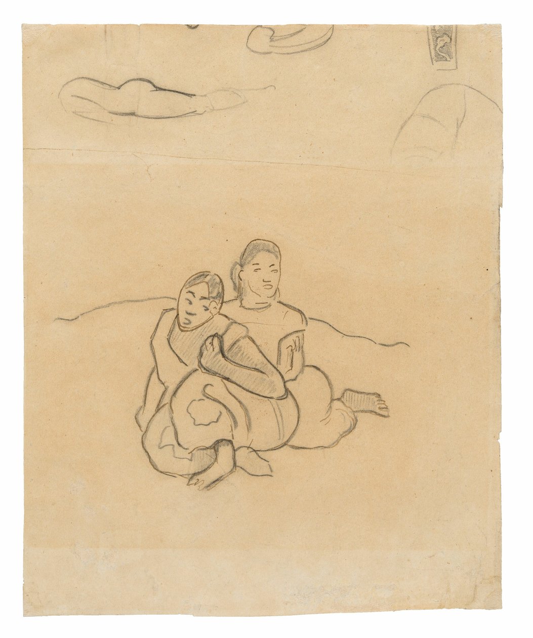 Sedící tahitské ženy (související s obrazem Nafea faa ipoipo [Kdy se vdáš?]) a další náčrtky od Paul Gauguin