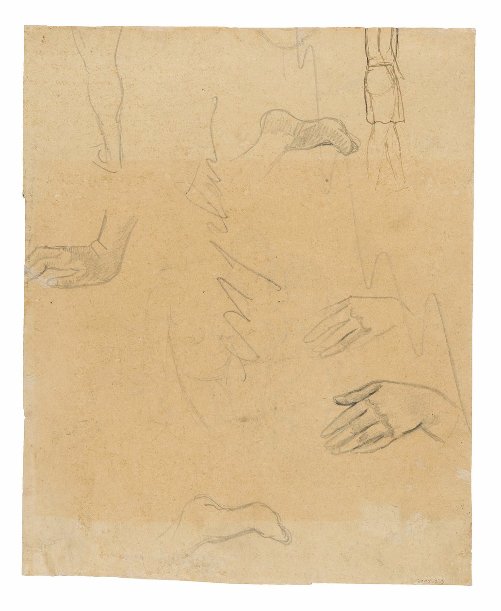 Náčrtky postav, rukou a nohou (souvisí s obrazem Aha oe feii? [Cože! Žárlíš?]) od Paul Gauguin