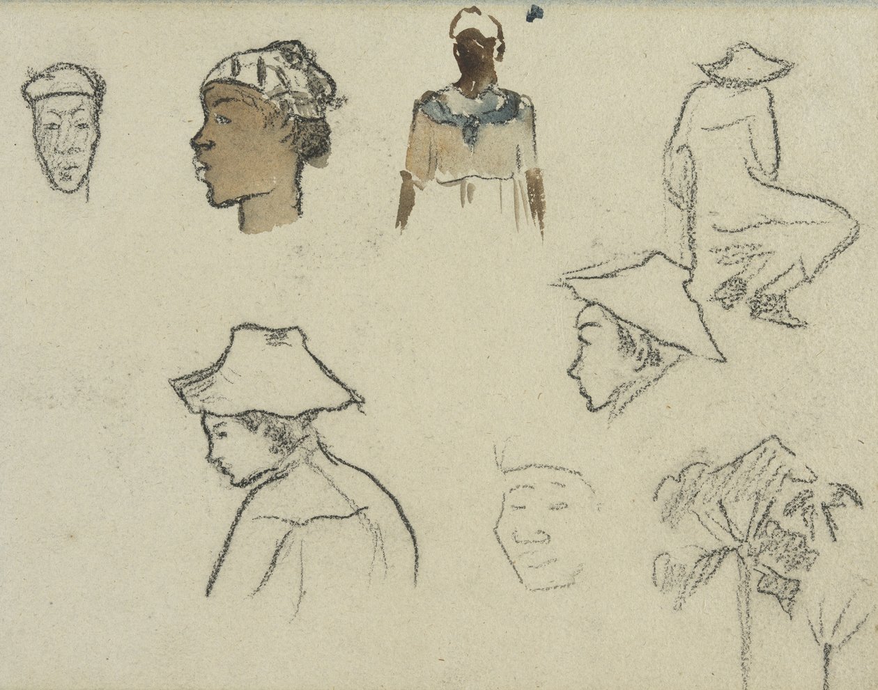 Náčrtky postav a listí od Paul Gauguin