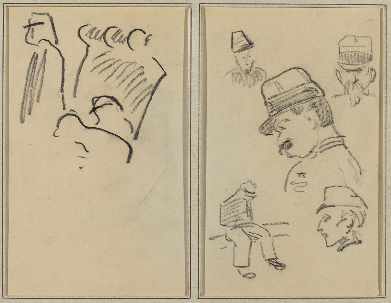 Vojáci; Čtyři vojáci a sedící postava [verso] od Paul Gauguin
