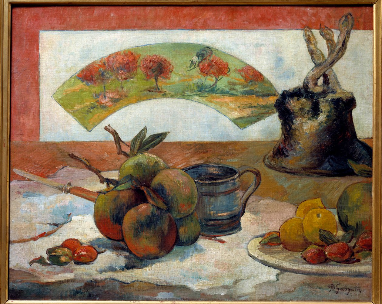 Zátiší má ventilátor. Obraz Paula Gauguina (1848 - 1903) od Paul Gauguin
