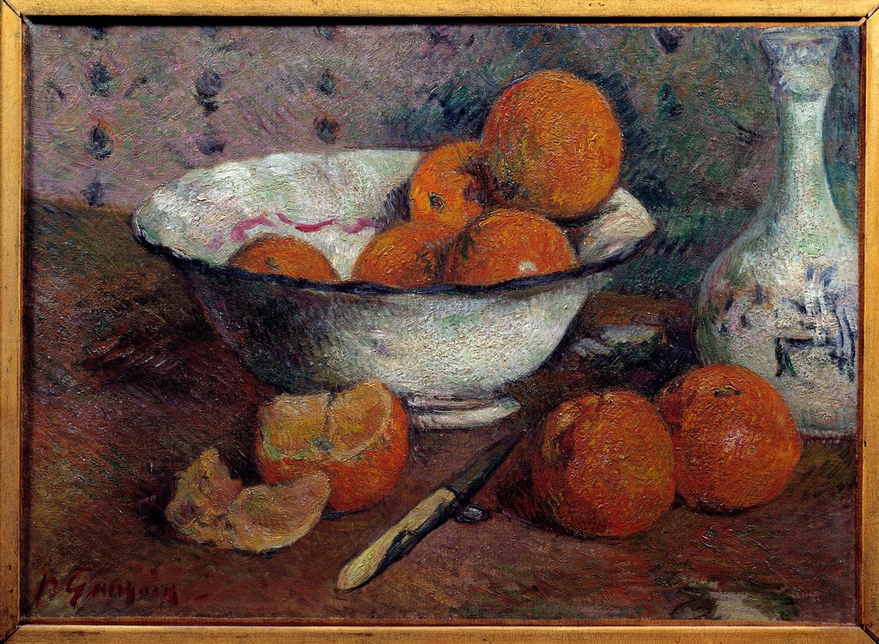 Zátiší s pomeranči. Obraz Paula Gauguina (1848 - 1903), kolem roku 1880. Olej na plátně. Rozměr: 0,33 x 0,46 m. Rennes, Muzeum výtvarných umění od Paul Gauguin