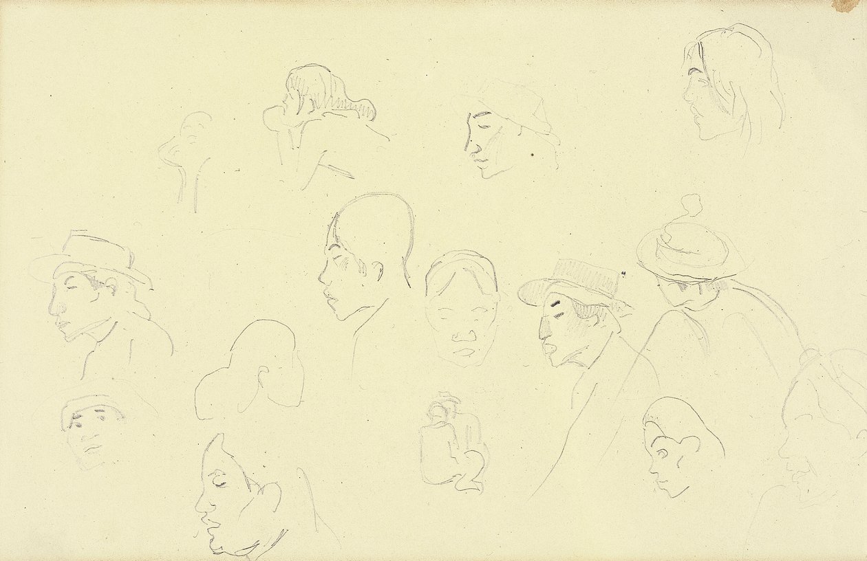 Studie hlav a postav, c.1893 od Paul Gauguin