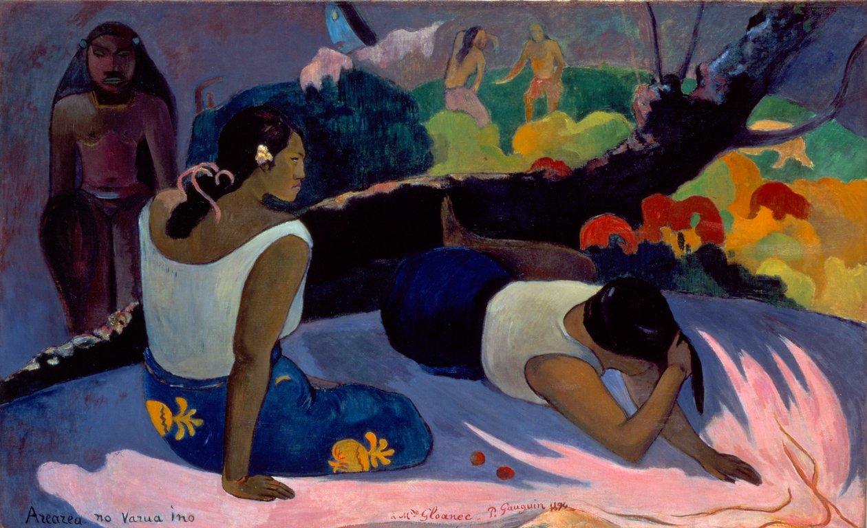 Tahitština:  Arearea no varua ino Ležící tahitské ženy aneb Zábava zlého ducha od Paul Gauguin