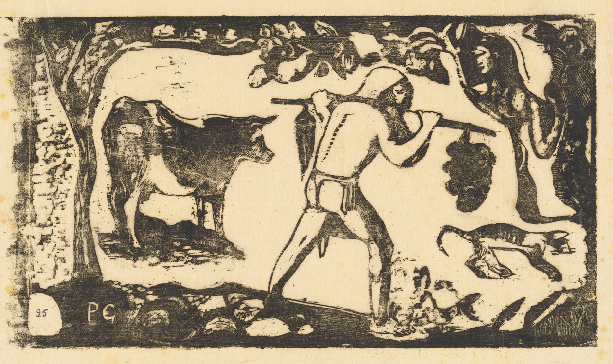 Tahitské nesoucí banány (nositel fei) od Paul Gauguin