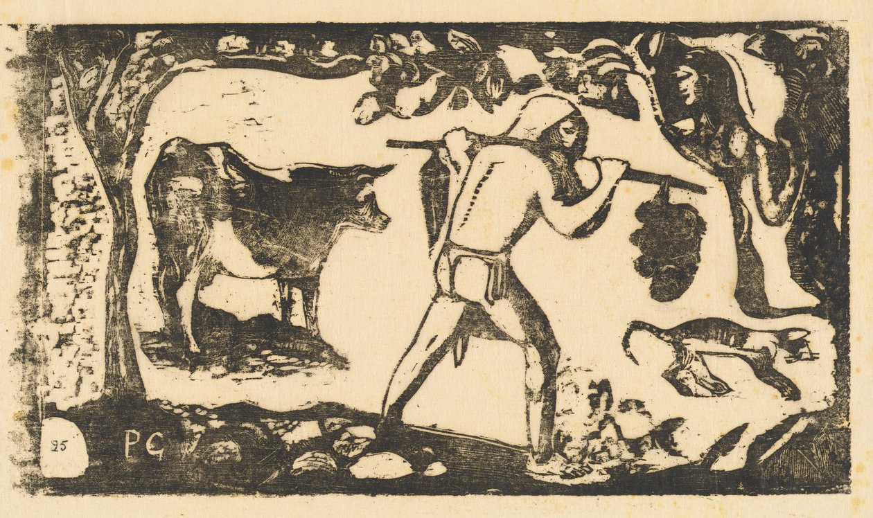 Tahitské nesoucí banány Le porteur de fei, v roce 1895 nebo později. od Paul Gauguin