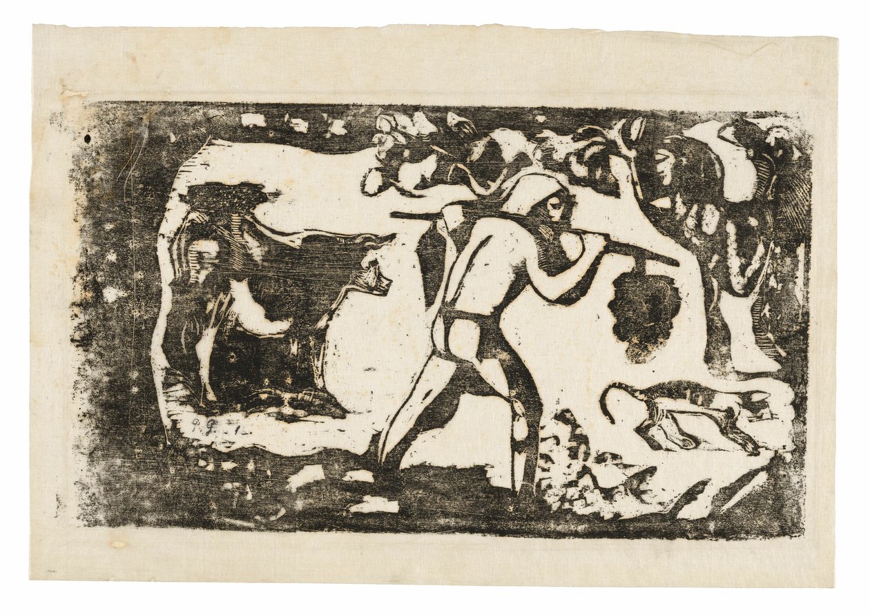 Tahitian Carrying Bananas, ze Suite of Late Wood-Block Prints od Paul Gauguin