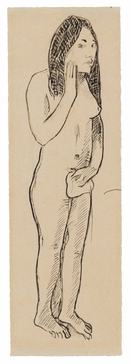 Tahitská Eva (souvisí s obrazem Parau ne te varua ino) (recto); Fragment nápisu (související s Cahier pour Aline) (verso) od Paul Gauguin