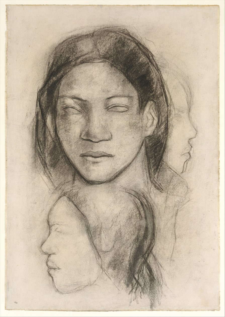 Tahitské tváře (pohled zepředu a profily) od Paul Gauguin