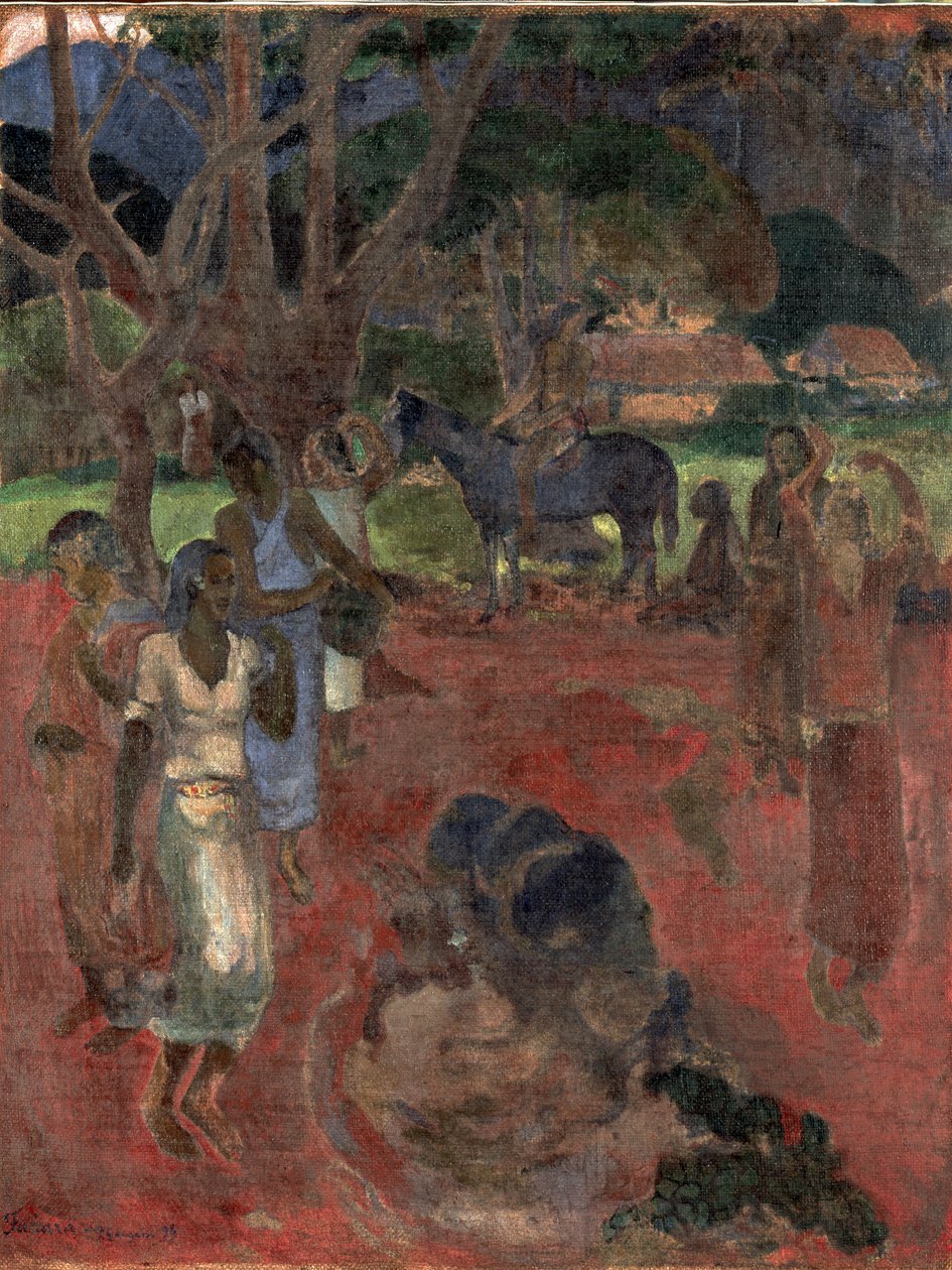 Tahitská krajina s devíti postavami. od Paul Gauguin