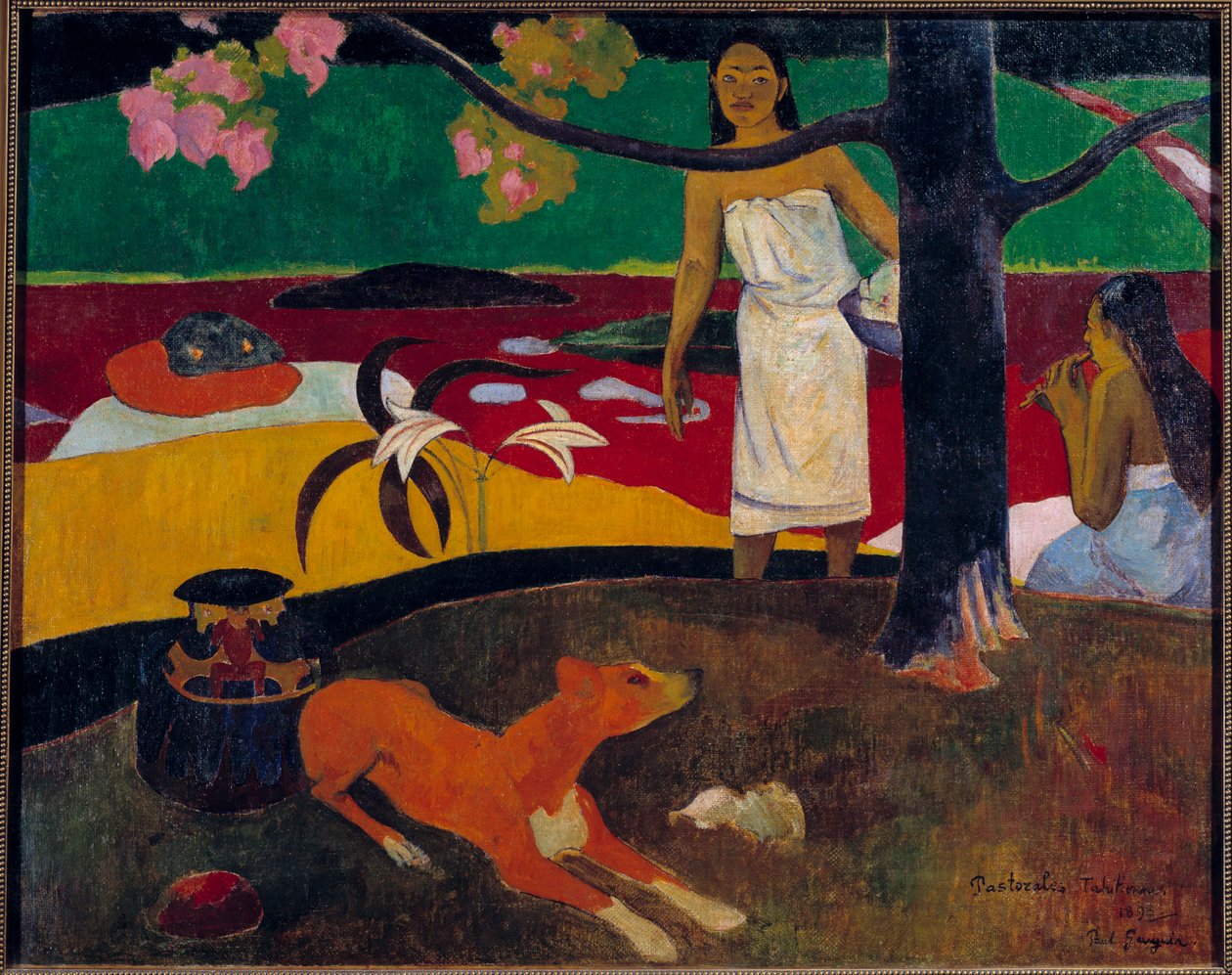 Tahitská scénická malba od Paula Gauguina (1848-1903) 1892 Sun. 0,87x1,13 m Petrohrad, Ermitážní muzeum od Paul Gauguin