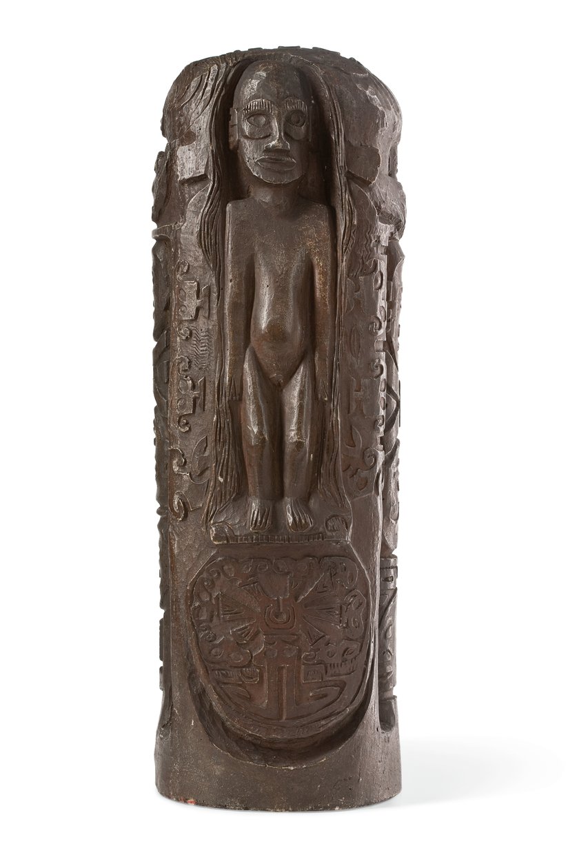 Tahitský totem Krista na kříži, po roce 1894 (patinovaná omítka) od Paul Gauguin