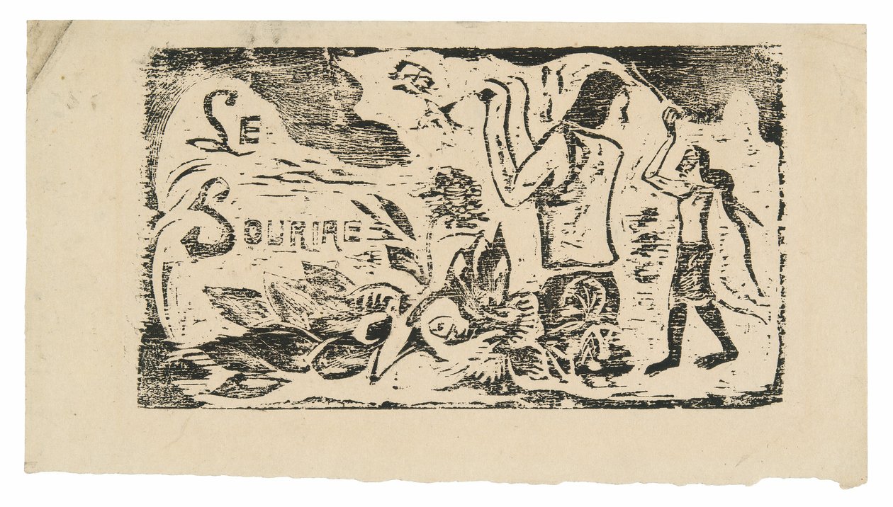 Tahiťané, květiny a listy, čelenka pro Le sourire od Paul Gauguin